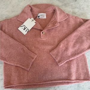 Zara, pink polo collared girls 11-12 sweater